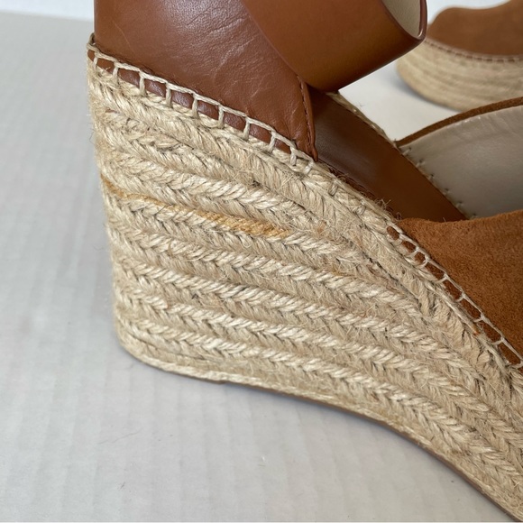 MARC FISHER Womens Brown 2" Platform Adalyn Wedge Leather Espadrille Sandals 9 - Picture 10 of 13